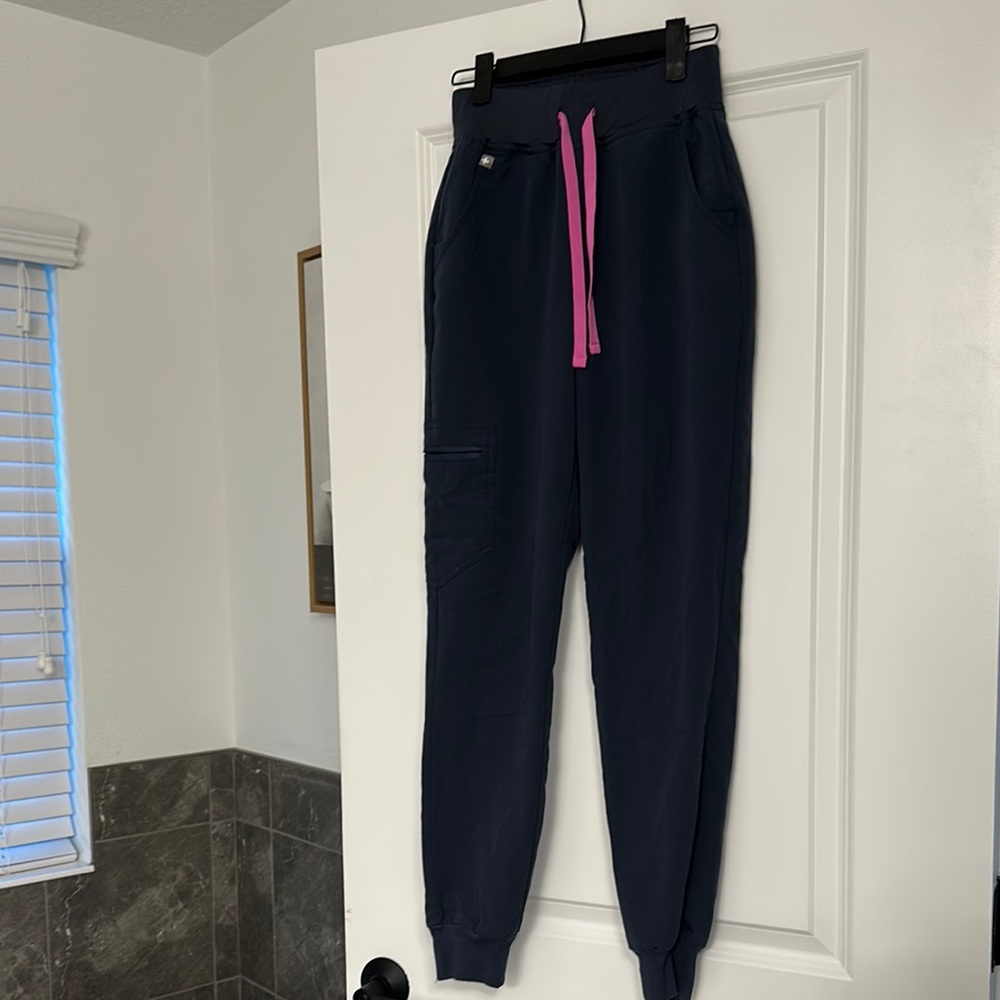 Charcoal Joggers with Pink Drawstring